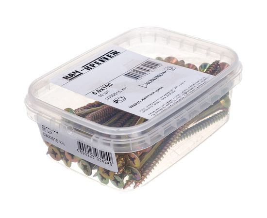 Шуруп Качественный КРЕПЕЖ желтый цинк 5,0x100, 50 шт. 0300515 КЧ 