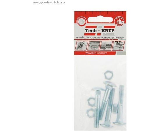 Болт Tech-Krep DIN603 мебельный оцинк. М6х60 с гайкой 6 шт 108764 