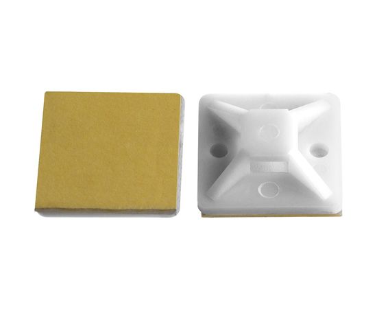 Самоклеющаяся площадка под хомут-стяжку Зубр ПХС белая, 25 x 25 мм, 100 шт, нейлоновая, 30915-25 