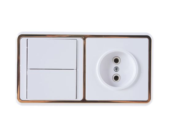 Комбинированный блок Кунцево-Электро БЭЛЛА скрытой установки выключатель+розетка БКВР-038 З 5828 – изображение 3