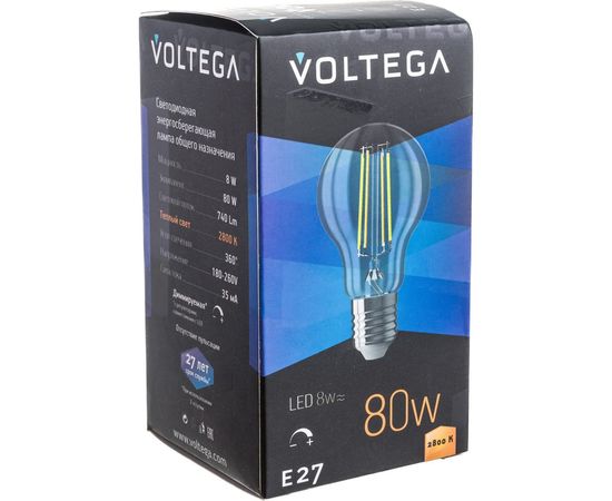 Светодиодная лампа VOLTEGA ЛОН диммируемый Е27 2800К 8W 5489 – изображение 4