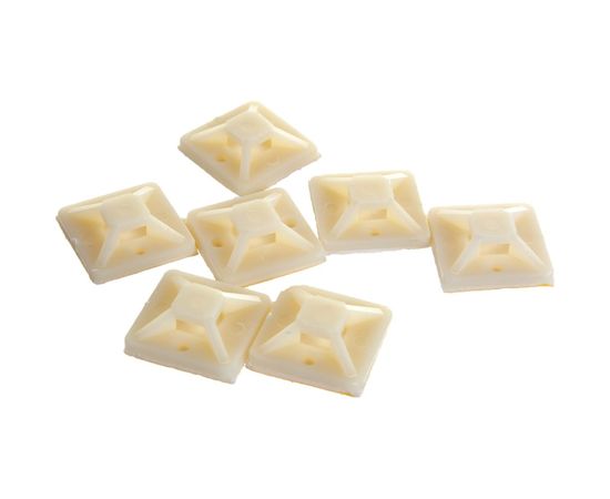 Самоклеющаяся площадка под хомут-стяжку Зубр ПХС белая, 25 x 25 мм, 100 шт, нейлоновая, 30915-25 – изображение 3