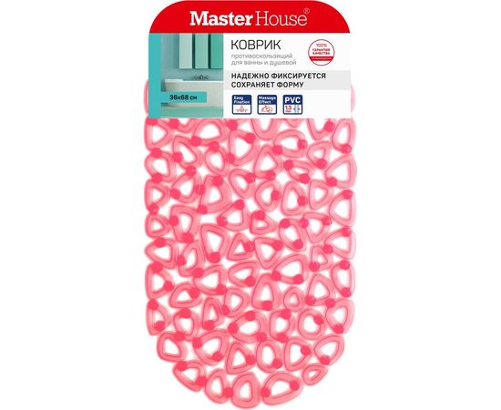 Противоскользящий коврик для ванны/душевой кабины Master House Тенерифе 36х68 см, розовый 60617 
