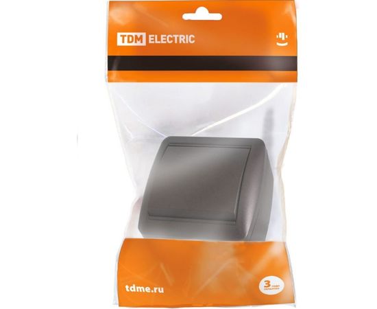 1-клавишный выключатель TDM открытой установки IP44 10А шоколад Селигер SQ1818-0201 – изображение 2