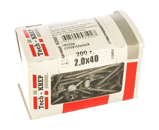 Строительный гвоздь 2.0х40, 200г (примерно 211 шт.) - коробка Tech-Krep 102002 – изображение 2