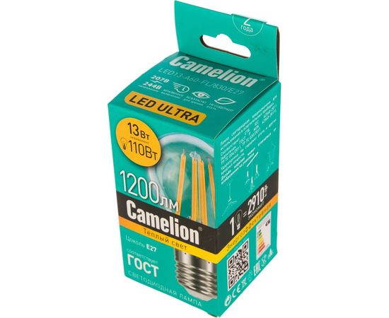 Светодиодная лампа Camelion LED13-A60-FL/830/E27 13Вт 220В 13716 – изображение 2