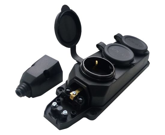 Колодка AY-KA 3 гнезда, с заземлением, c крышкой каучуковая 5530000 – изображение 3