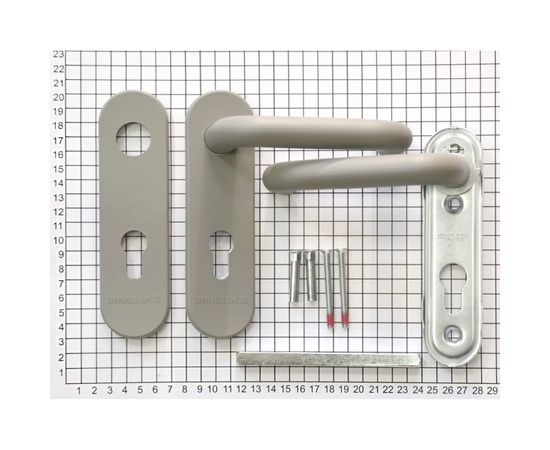 Гарнитур для пожарных дверей DOORLOCK V S38KP/F G PZ72 серия Variant, на короткой накладке, серый, подпружиненная, А=47-75мм 79053 – изображение 2