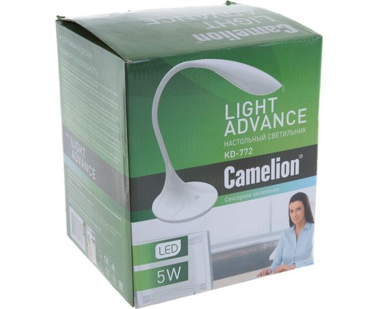 Настольный светильник 5Вт, 230В, сенсорн. вкл, белый LED, 3 уровня яркости Camelion KD-772 C01 11673 – изображение 2