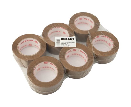 Упаковочная клейкая лента REXANT 48 мм х 50 мкм, коричневый, 6 рулонов по 150 м 09-4214 – изображение 2
