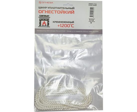 Термостойкий кремнеземный шнур Огнеза ШКН 6 мм х 2 м 107486 