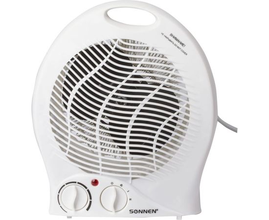 Тепловентилятор SONNEN F-200, 1000/2000 Вт, 2 режима работы, белый, 453493 