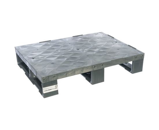 Сплошной паллет на 3-x полозьях, серый, 800х600х150 мм Тара.ру 7878 