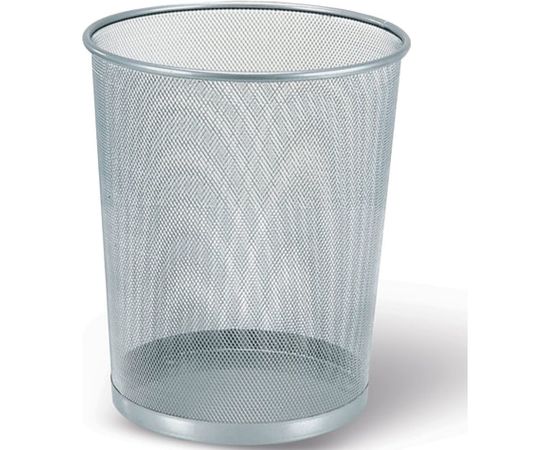 Металлическая корзина для бумаг BRAUBERG Germanium большая, 20 литров, серебристая 231957 