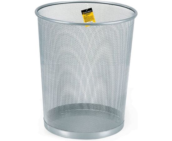 Металлическая корзина для бумаг BRAUBERG Germanium большая, 20 литров, серебристая 231957 – изображение 2