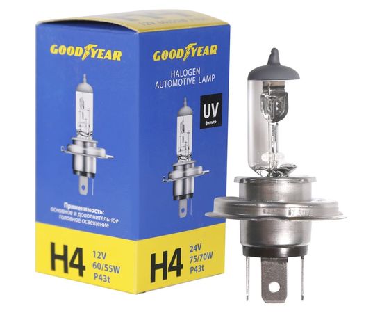 Автомобильная галогенная лампа Goodyear Н4 12V 60/55W P43t GY014120 – изображение 2
