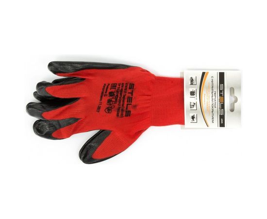 Полиэфирные перчатки с чёрным нитрильным покрытием STELS L, маслобензостойкие, 15 класс вязки 67870 – изображение 2