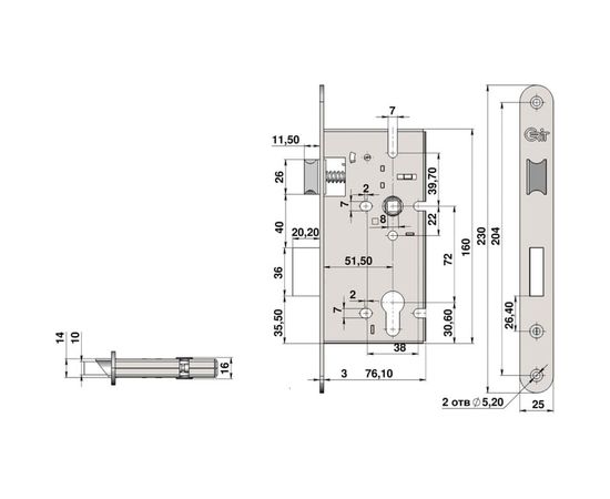 Дверной врезной замок CRIT ЗВ-72/55 04138 – изображение 5