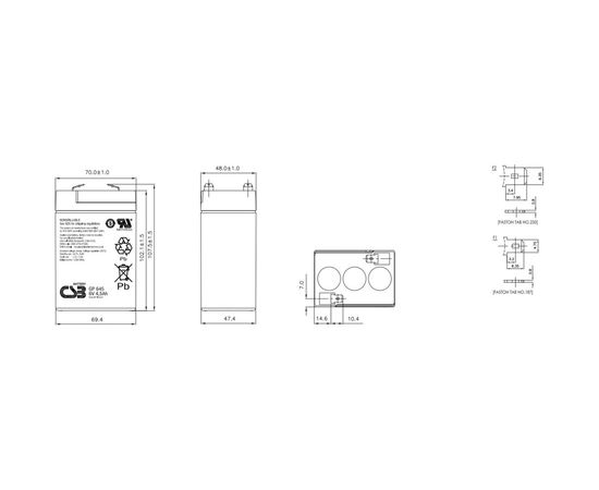 Аккумулятор GP645 для ИБП CSB GP645CSB – изображение 2