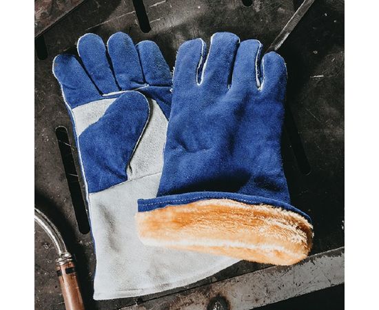 Перчатки сварщика с крагой Jeta Safety Ferrus Frost, цвет синий/серый, JWK601-XL – изображение 4