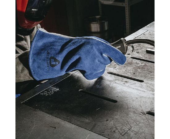 Перчатки сварщика с крагой Jeta Safety Ferrus Frost, цвет синий/серый, JWK601-XL – изображение 3