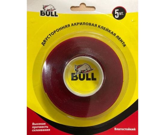Акриловая двухсторонняя клейкая лента Bull 30мм х 5м прозрачный BAT3005 
