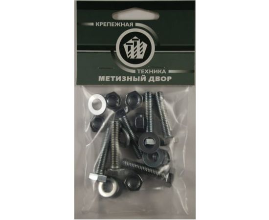 Пакет болт с гайкой и шайбой Метизный двор цинк м8х25мм 7 шт. 4607173901750 