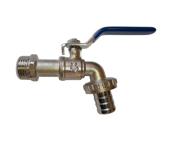 Шаровой кран со штуцером RM 1/2 водоразборный, никелированный ручка VN-CN12 
