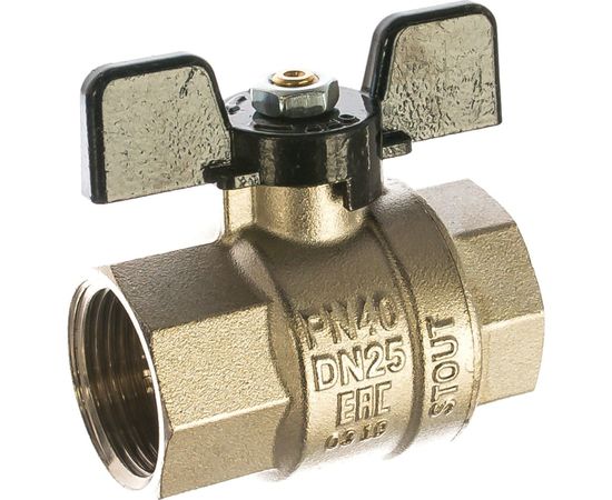 Шаровой полнопроходной кран STOUT ВР/ВР, ручка бабочка SVB-0002-000025 