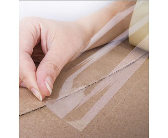 Клейкая лента STAFF упаковочная, 72 мм x 66 м, прозрачная, толщина 40 микрон 440088 – изображение 3