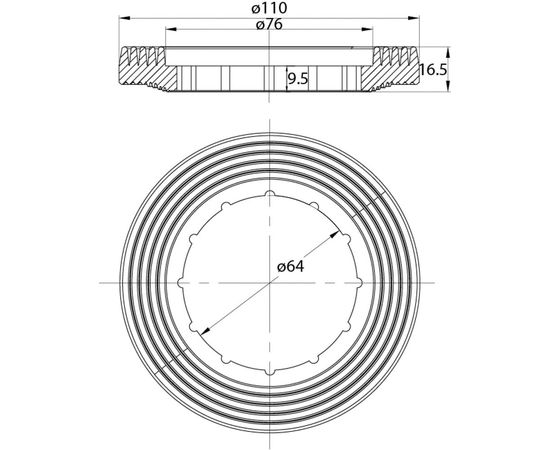 Двухуровневая водосливная арматура нижний подвод Тип B, трапециевидная резинка IDDIS F012400-02K – изображение 3