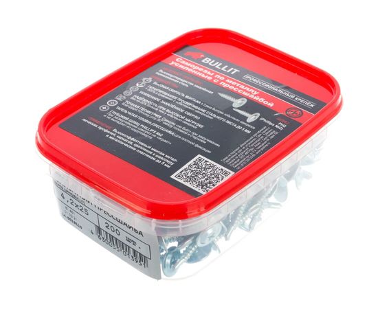 Саморез BULLIT ШСММ прессшайба сверло 4.2x25 200 шт., пл.конт 280 мл 14-0019110 – изображение 2