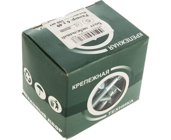 Мебельный болт с квадратным подголовком Метизный двор 6x40 DIN 603, 100 шт. 4607159066183 – изображение 2