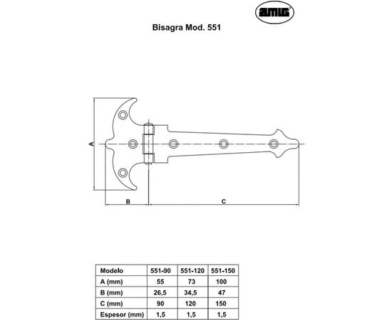 Петля Amig 551-120 1,5 NGM bisagra 6128 – изображение 2