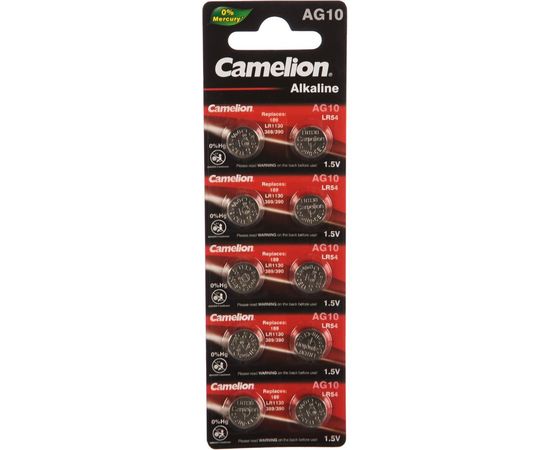 Батарейка для часов Camelion G10 BL-10 Mercury Free AG10-BP10 0%Hg 389A/LR1130/189 12818 