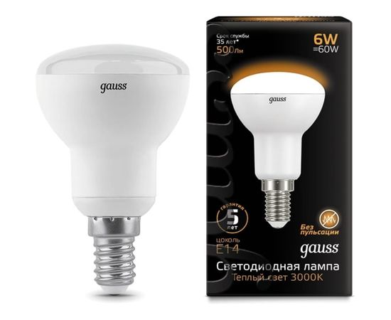 Лампа LED Reflector R50 E14 6W 3000K Gauss 106001106 