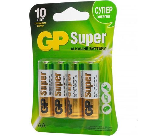 Алкалиновые батарейки GP Super Alkaline 15А АA - 4 шт. 15A-2CR4 