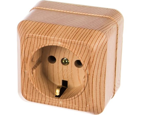 Розетка Intro 220211 2PE Schuko, 16А, 250В, IP20, ОУ, Quadro, сосна Б0027651 