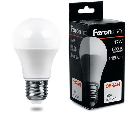 Светодиодная лампа FERON PRO LB-1017 шар E27 17W 6400K OSRAM LED 38040 