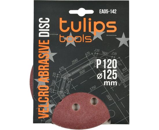 Диск шлифовальный с липучкой (5 шт; 125 мм; P120) Tulips tools EA05-142 