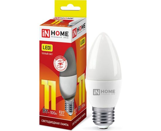 Светодиодная лампа IN HOME LED-СВЕЧА-VC 11Вт 230В Е27 3000К 820Лм 4690612020488 