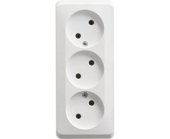 Тройная розетка Schneider Electric ЭТЮД открытой установки, без заземления, без шторок, 16А, 250B, белый PA16-009B 