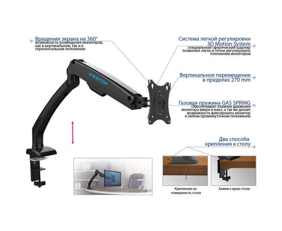Кронштейн для мониторов Kromax OFFICE 8 black 24040 – изображение 20