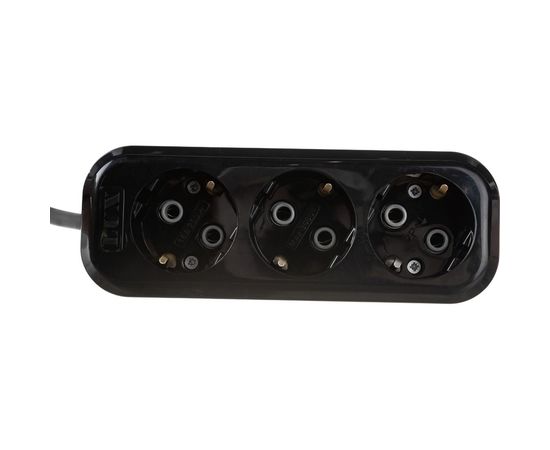 Сетевой удлинитель, черный У3-Е-05 3-местный с з/к, 250В, 16А, 5м LUX 4606400418986 – изображение 2