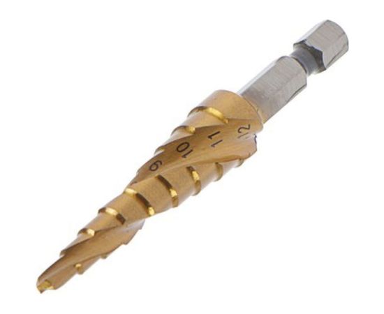 Сверло ступенчатое PRO (4-12 мм; HSS TiN; спиральный профиль; шестигранный хвостовик) TUNDRA 4606765 – изображение 2