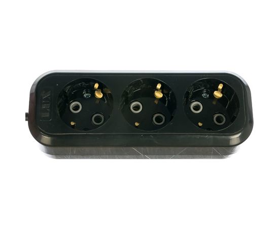 Сетевой удлинитель, черный У3-Е-02 3-местный с з/к, 250В, 16А, 2м LUX 4606400418962 – изображение 2