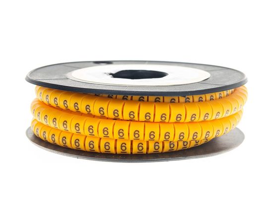 Кабель-маркер STEKKER 6 для провода сеч.4мм, желтый, CBMR40-6 39116 – изображение 2