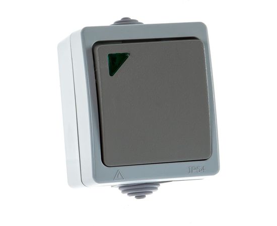 Выключатель с подсветкой, 1 клавиша UNIVersal Аллегро IP54, серый 1278 – изображение 2
