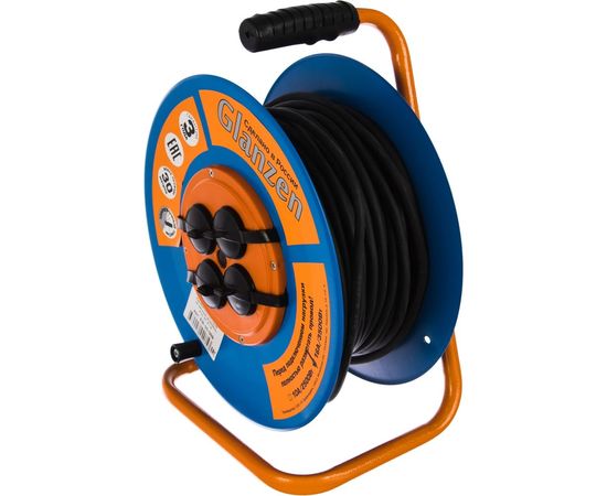 Силовой удлинитель на катушке GLANZEN 4 гнезда КГ 3х1,5 EB-30-009 00-00005302 – изображение 2