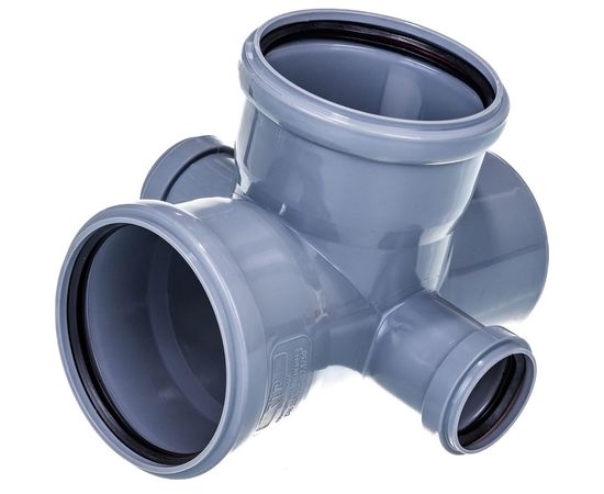Канализационная крестовина RTP с выходом вперед на 87.5 градусов, 110/110/50/50, серый 19027 – изображение 2
